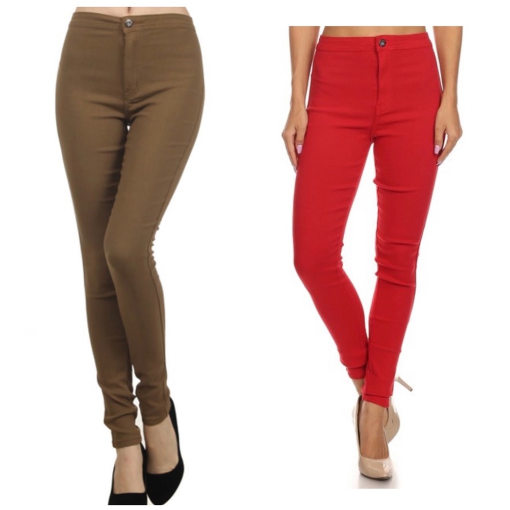 HIGH WAIST SUPER STRETCH  RED PANTS
